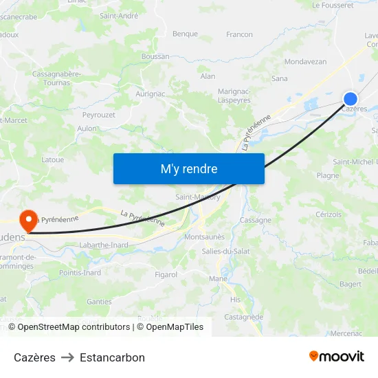 Cazères to Estancarbon map
