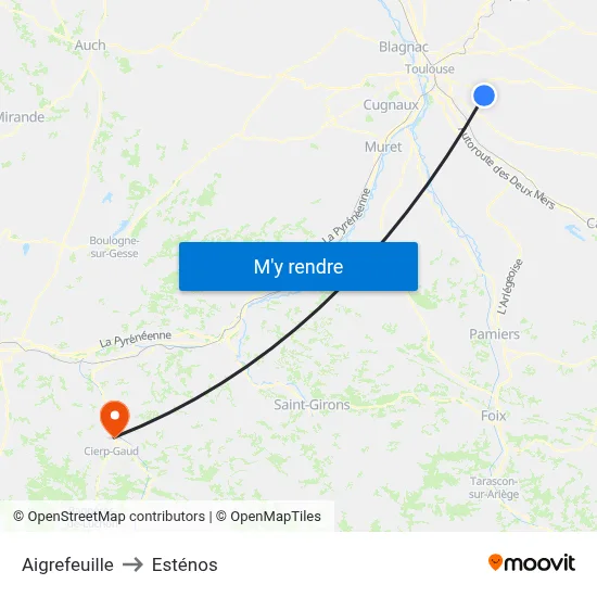 Aigrefeuille to Esténos map