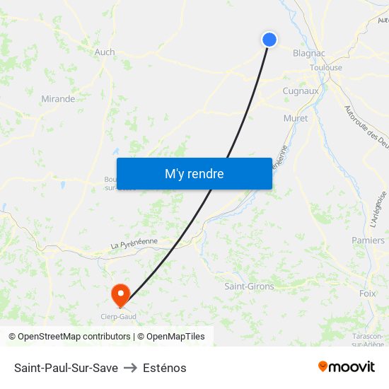 Saint-Paul-Sur-Save to Esténos map
