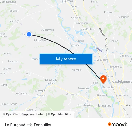 Le Burgaud to Fenouillet map