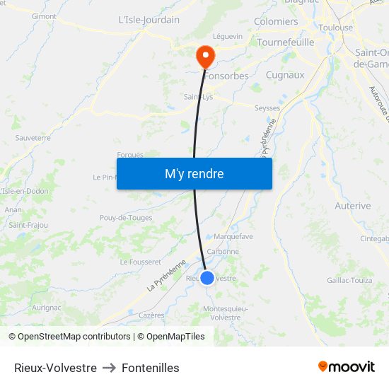 Rieux-Volvestre to Fontenilles map