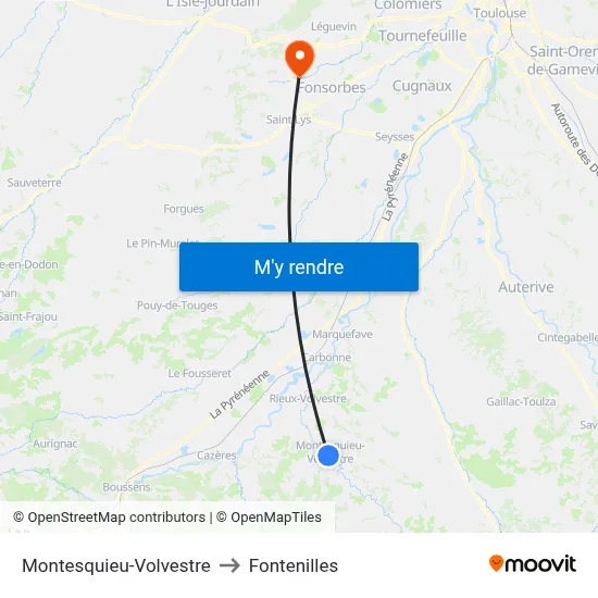 Montesquieu-Volvestre to Fontenilles map