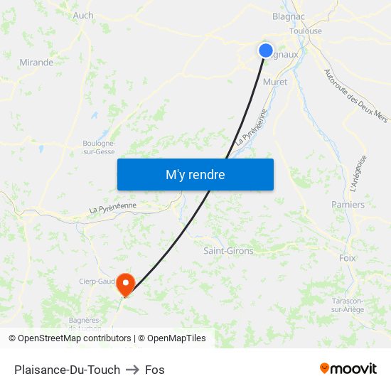 Plaisance-Du-Touch to Fos map