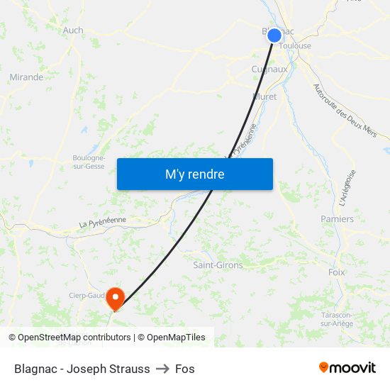 Blagnac - Joseph Strauss to Fos map
