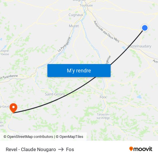 Revel - Claude Nougaro to Fos map