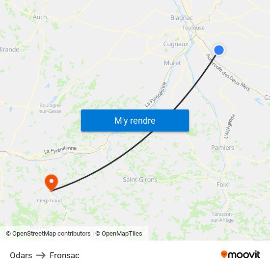 Odars to Fronsac map