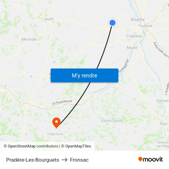 Pradère-Les-Bourguets to Fronsac map