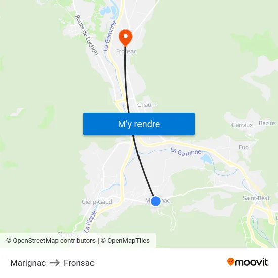 Marignac to Fronsac map
