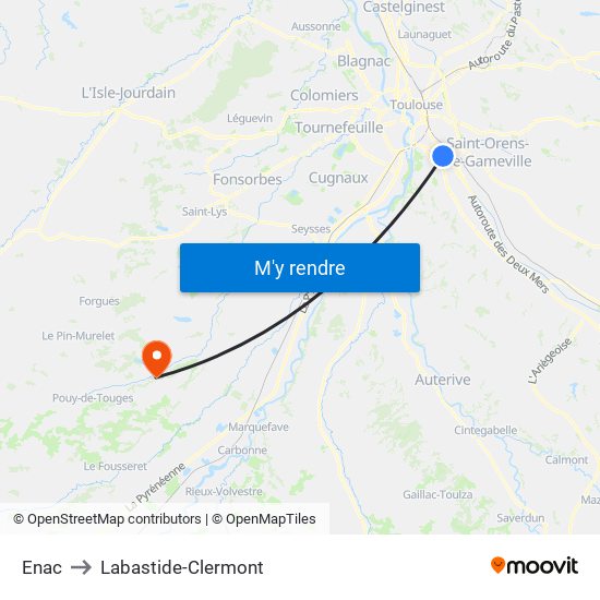 Enac to Labastide-Clermont map