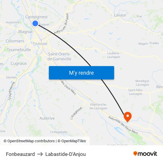 Fonbeauzard to Labastide-D'Anjou map