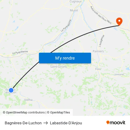Bagnères-De-Luchon to Labastide-D'Anjou map