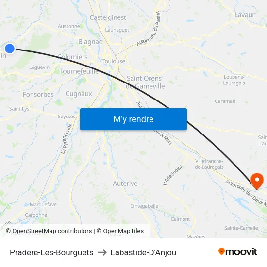 Pradère-Les-Bourguets to Labastide-D'Anjou map