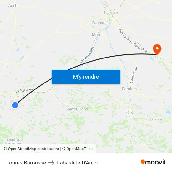 Loures-Barousse to Labastide-D'Anjou map