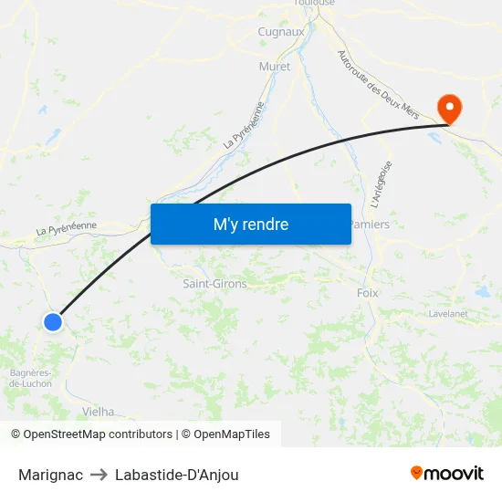 Marignac to Labastide-D'Anjou map