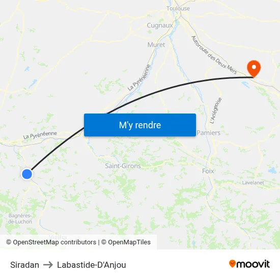 Siradan to Labastide-D'Anjou map
