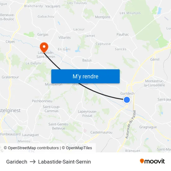 Garidech to Labastide-Saint-Sernin map