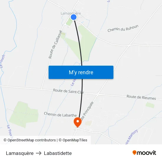 Lamasquère to Labastidette map