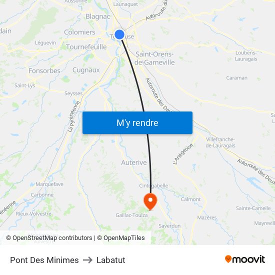 Pont Des Minimes to Labatut map