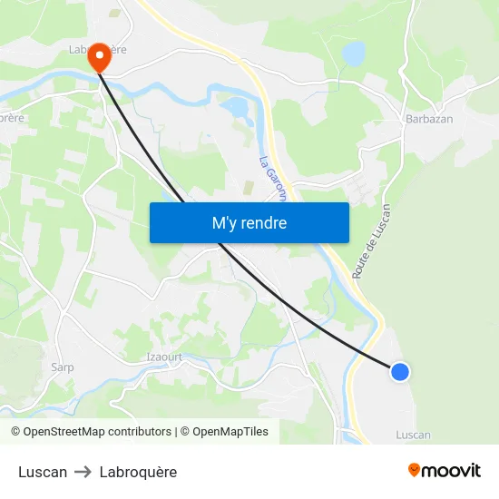 Luscan to Labroquère map