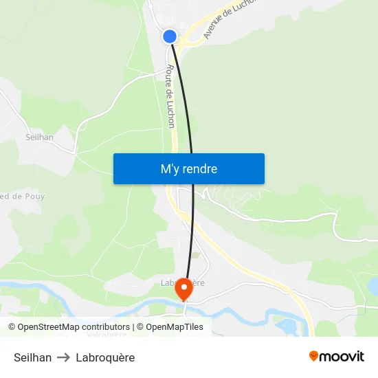 Seilhan to Labroquère map