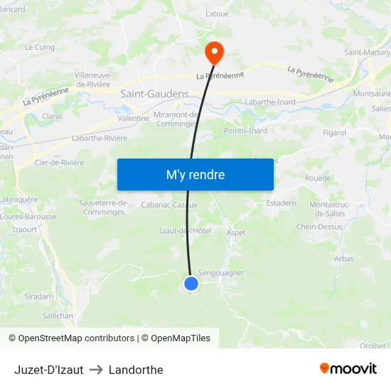 Juzet-D'Izaut to Landorthe map