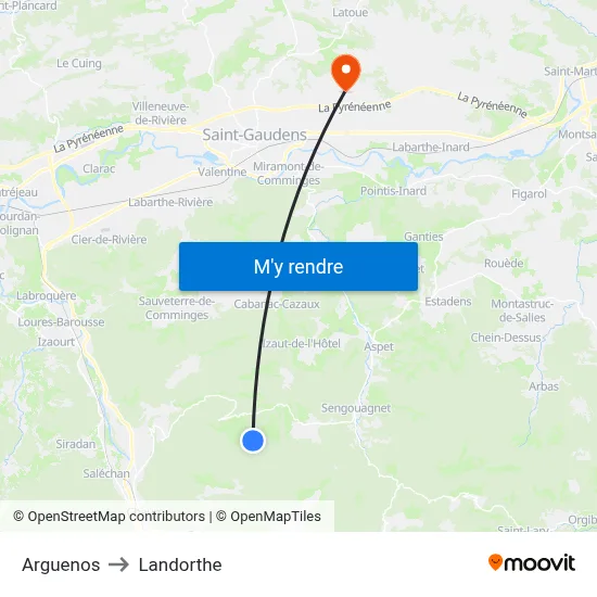 Arguenos to Landorthe map