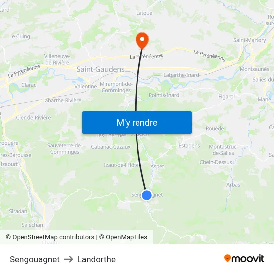 Sengouagnet to Landorthe map