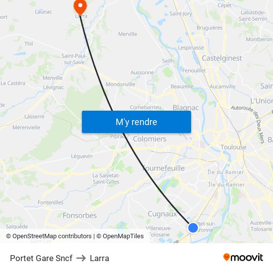 Portet Gare Sncf to Larra map