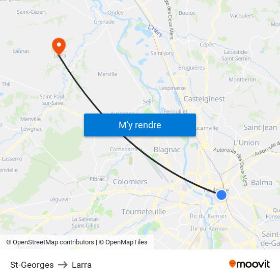 St-Georges to Larra map