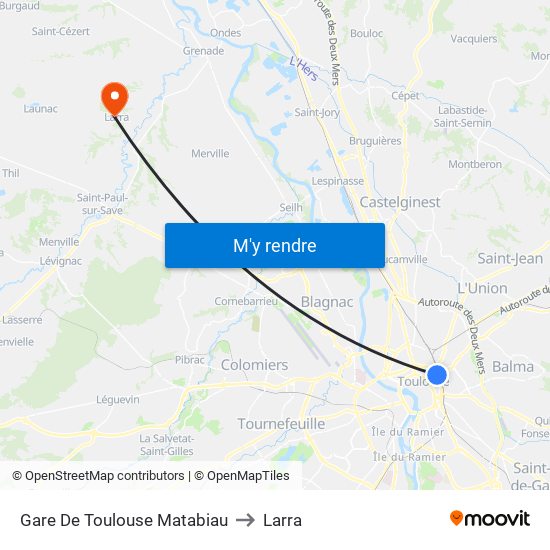 Gare De Toulouse Matabiau to Larra map