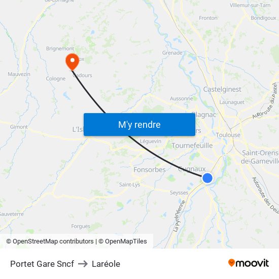 Portet Gare Sncf to Laréole map