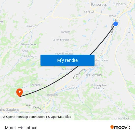 Muret to Latoue map