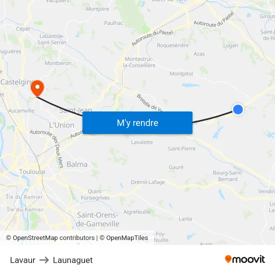 Lavaur to Launaguet map