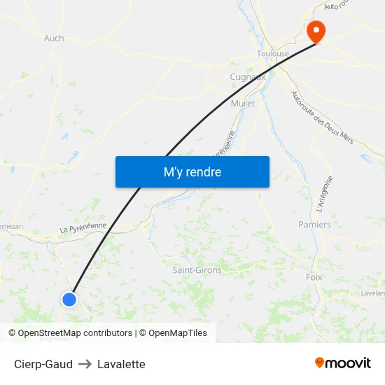 Cierp-Gaud to Lavalette map