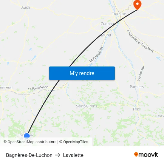 Bagnères-De-Luchon to Lavalette map