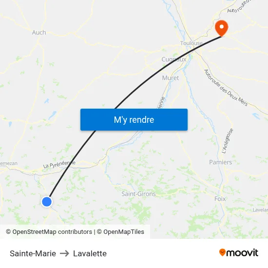 Sainte-Marie to Lavalette map