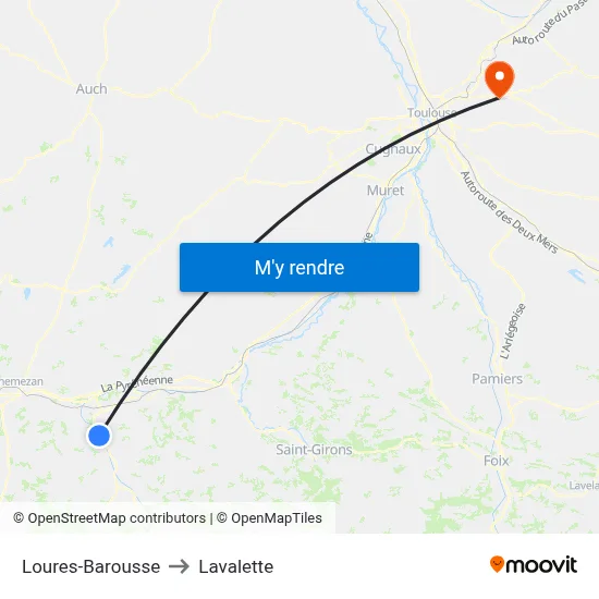 Loures-Barousse to Lavalette map