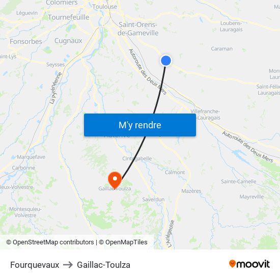 Fourquevaux to Gaillac-Toulza map