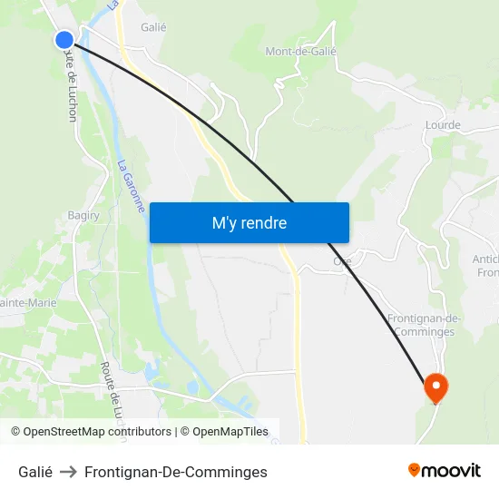 Galié to Frontignan-De-Comminges map