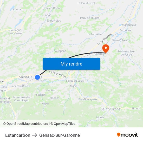Estancarbon to Gensac-Sur-Garonne map