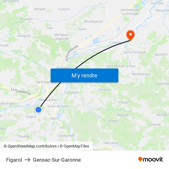 Figarol to Gensac-Sur-Garonne map