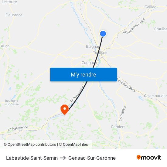 Labastide-Saint-Sernin to Gensac-Sur-Garonne map