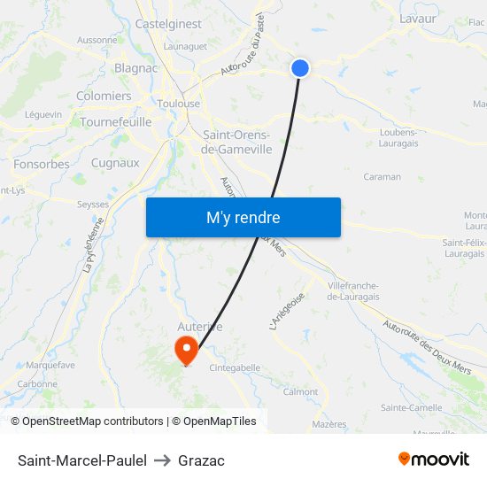 Saint-Marcel-Paulel to Grazac map