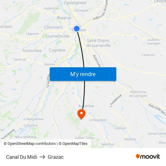 Canal Du Midi to Grazac map