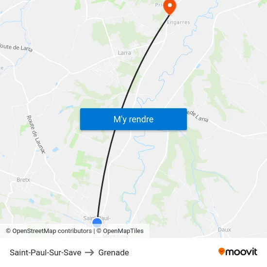 Saint-Paul-Sur-Save to Grenade map
