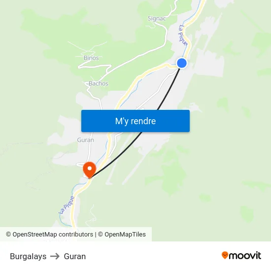 Burgalays to Guran map