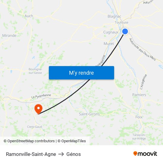 Ramonville-Saint-Agne to Génos map