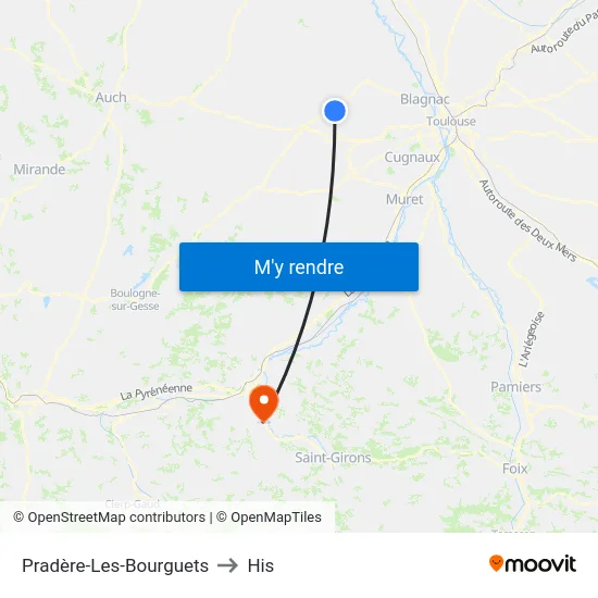 Pradère-Les-Bourguets to His map