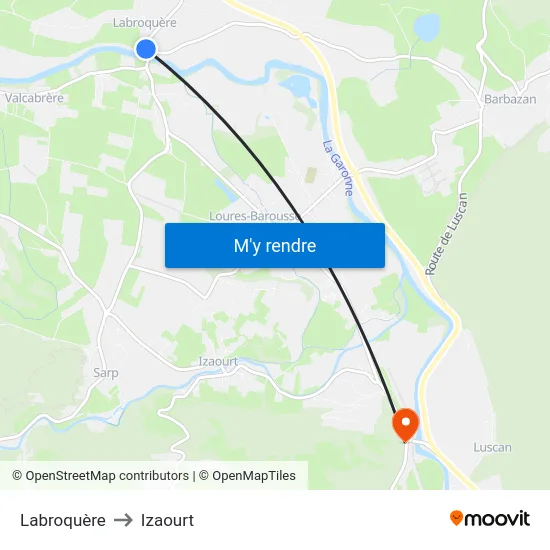 Labroquère to Izaourt map