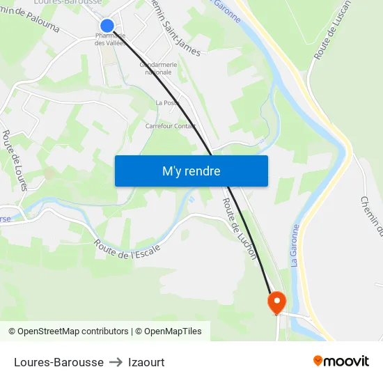 Loures-Barousse to Izaourt map